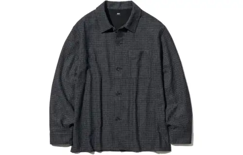 UNIQLO Shirts Men's Dark Gray Pointed Collar Moderate Other