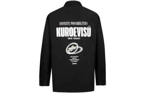 EVISU Shirts Men's Black Lapel Moderate Other