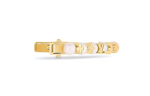 LOUIS VUITTON Hair Clips Unisex Gold