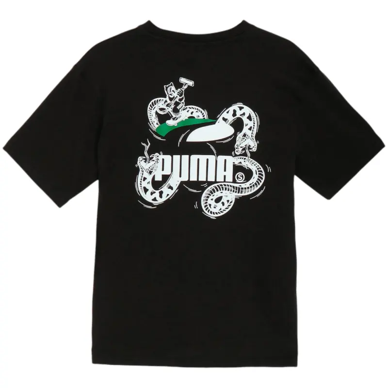 PUMA T Shirts Men's Black Crew Neck Moderate