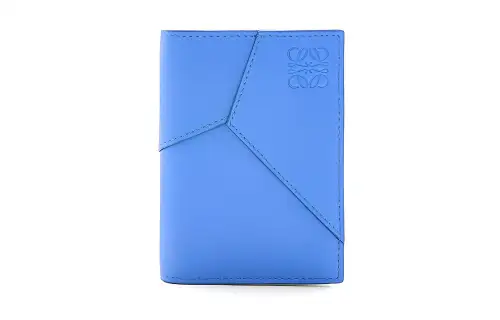 LOEWE Puzzle Cow Leather Card Holder Men's Blue