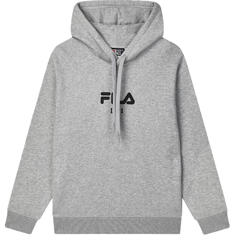 FILA ORIGINALE Logo Letter Comfortable Soft Loose Fit Knitted Fabric Hooded Long Sleeved Fleece Lined Sweatshirt Unisex