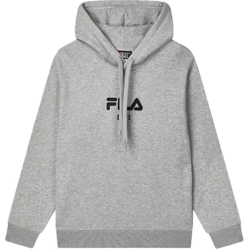 FILA ORIGINALE Logo Letter Comfortable Soft Loose Fit Knitted Fabric Hooded Long Sleeved Fleece Lined Sweatshirt Unisex