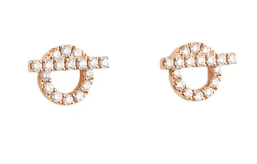 HERMES FINESSE Stud Earrings Women's Rose Gold