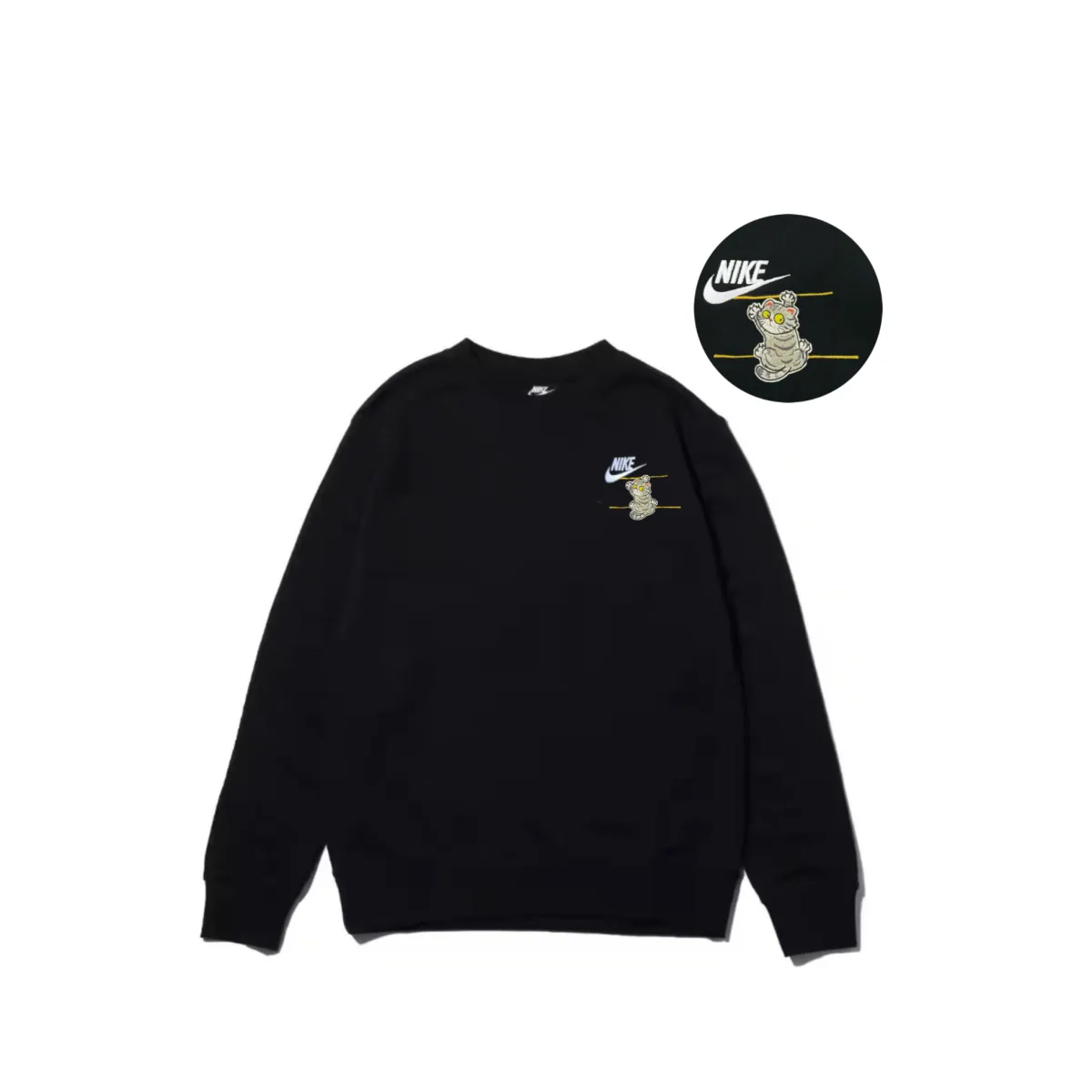 Nike Sweatshirts Unisex Black Crew Neck Moderate Regular