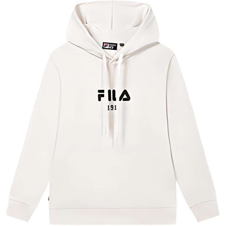 FILA ORIGINALE Letter Comfortable Soft Loose Fit Knitted Fabric Hooded Long Sleeved Fleece Lined Sweatshirt Unisex