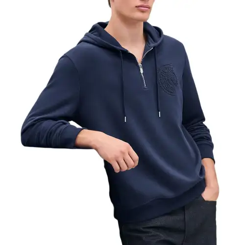 HERMES Sweatshirts Men's Blue Hooded Moderate Regular