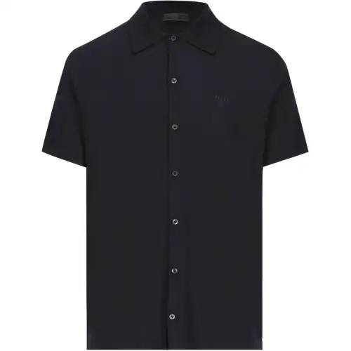 Prada Logo-Embroidered Short-Sleeved Knitted Shirt