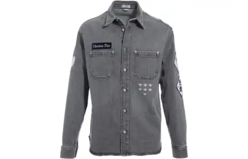 DIOR Shirts Men's Gray Lapel Moderate Other