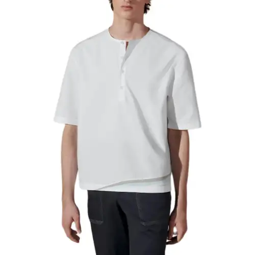 HERMES Shirts Men's White Crew Neck Moderate Other