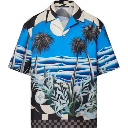 LOUIS VUITTON Printed Short-Sleeved Cotton Shirt