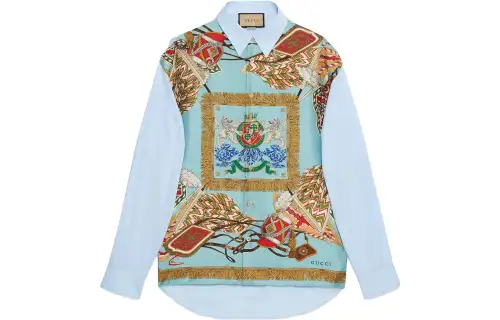 GUCCI Shirts Men's Blue Pointed Collar Moderate Other