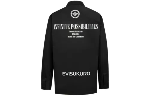 EVISU Shirts Men's Black Lapel Moderate Other