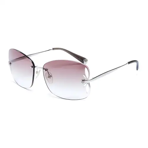 LOUIS VUITTON Silver plated Butterfly Sunglasses Women's Silver