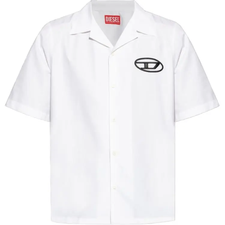 Diesel logo embroidered bowling shirt