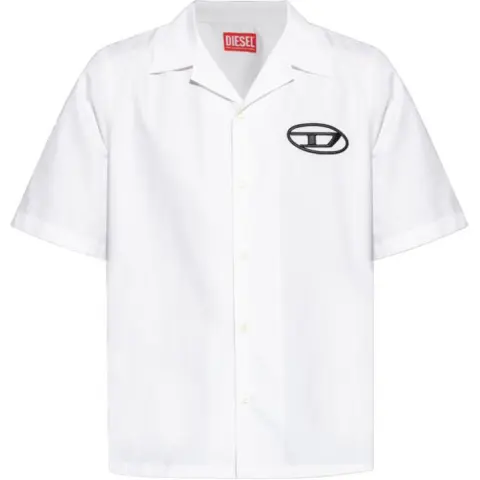 Diesel logo embroidered bowling shirt