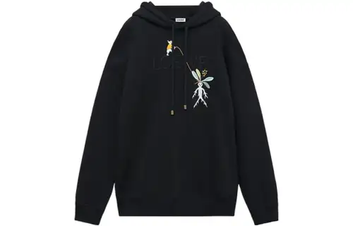 LOEWE Sweatshirts Men's Black Hooded Moderate Regular