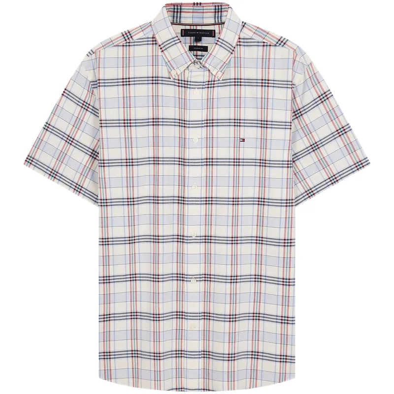 Tommy Hilfiger Shirt Men's Beige White Red Navy Multicolor