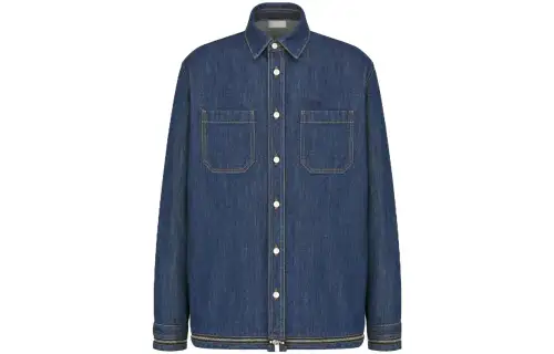 DIOR Shirts Men's Blue Lapel Moderate Shirt