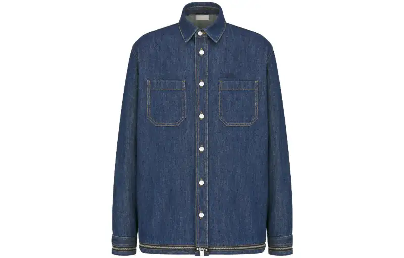DIOR Shirts Men's Blue Lapel Moderate Shirt