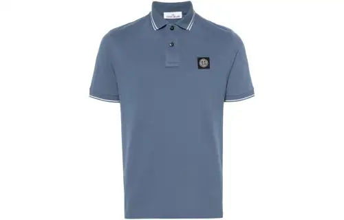 STONE ISLAND Logo Patch Short Sleeved Polo Shirt
