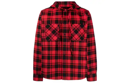 OFF WHITE Check Print Flannel Hoodie