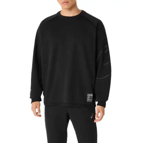 ASICS Sweatshirts Men's Black Crew Neck Moderate Other