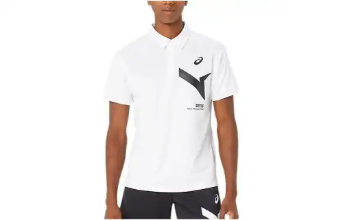ASICS Polo Shirts Unisex White Polo Collar Moderate Straight Fit