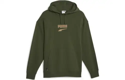 PUMA Sweatshirts Men's Green Hooded Moderate Regular