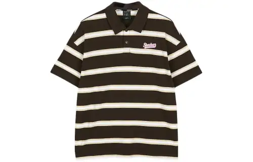 Skechers Colorful Polo Shirt Men's Brown Base With Stripes