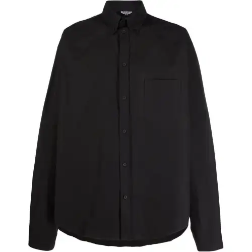 Balenciaga Shirts Men's Black Pointed Collar Moderate Other