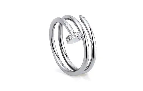 CARTIER JUSTE UN CLOU 18K White Gold With Diamond Rings Unisex White Gold