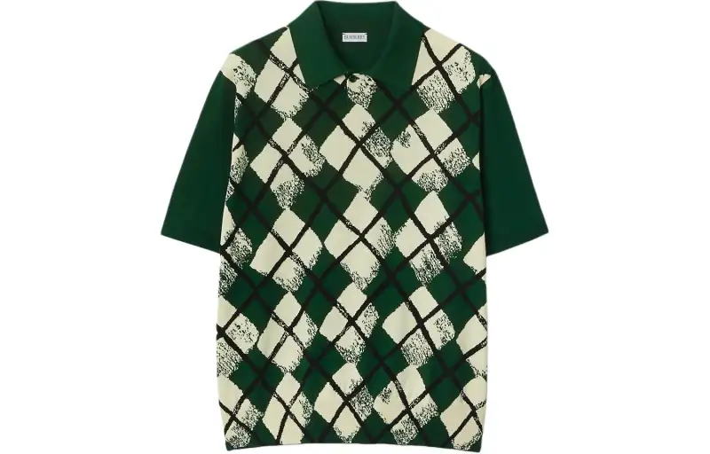 Burberry Checked Ribbed-Knit Polo Shirt