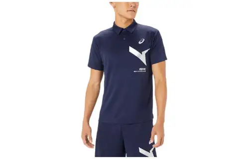 ASICS Polo Shirts Men's Blue Polo Collar Moderate Other