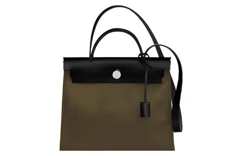 HERMES Herbag Zip H Berline Canvas And Hunter Cow Leather Shoulder Bag, Crossbody Bag, Handbag 31 Unisex