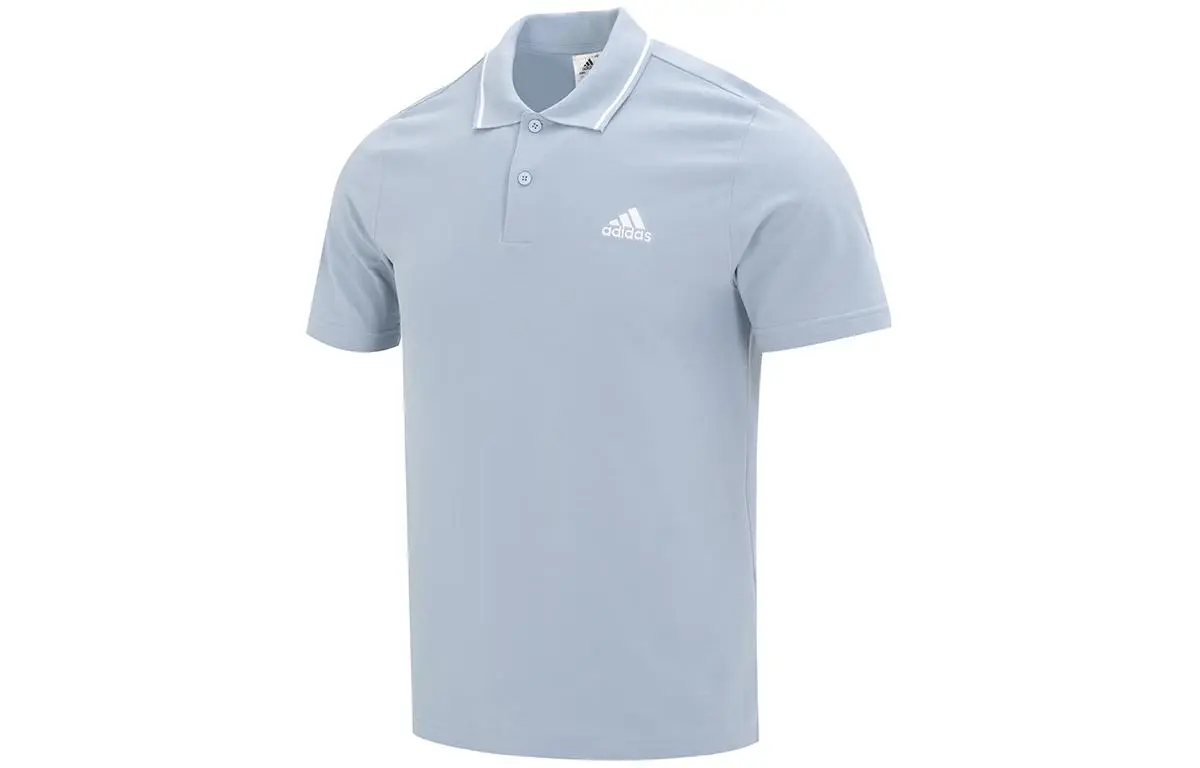 Adidas Polo Shirt Men's Blue Gray