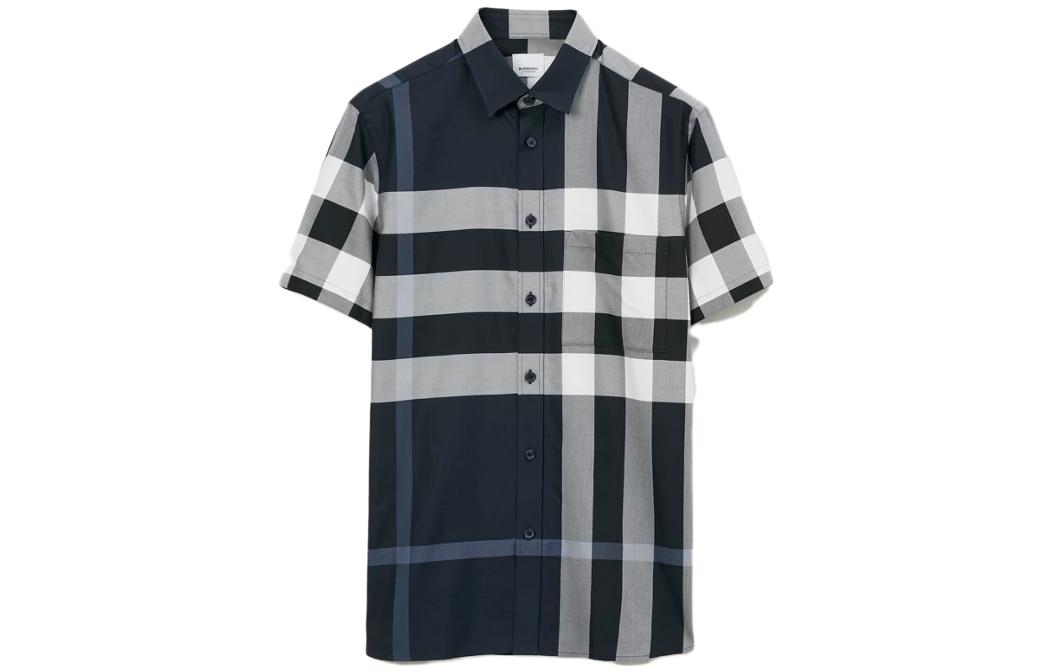 Burberry Burberry colorblock plaid single-breasted shirt for men, multicolor