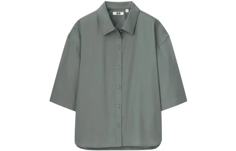 UNIQLO Shirts Unisex Green Pointed Collar Moderate Shirt
