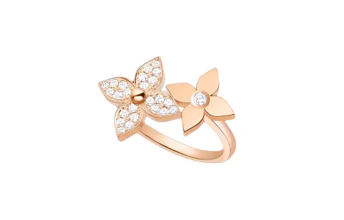 LOUIS VUITTON STAR BLOSSOM 18K Gold Rings Women's Pink