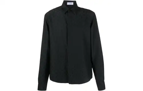 OFF-WHITE logo-print silk-cotton shirt