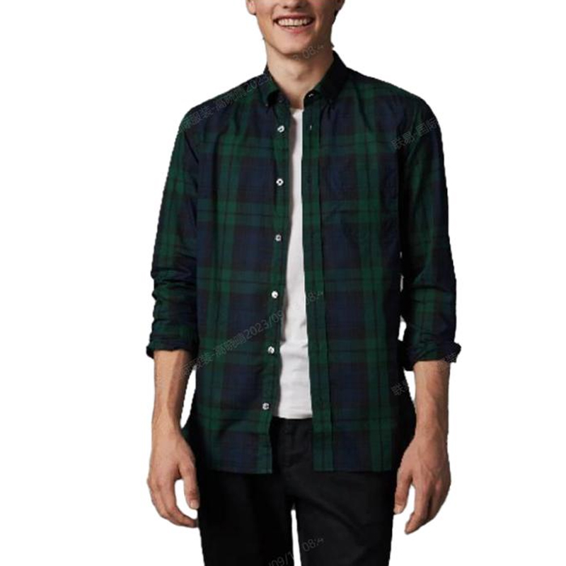 Burberry Burberry plaid printed all-over lapel button-down long-sleeved shirt for men, green