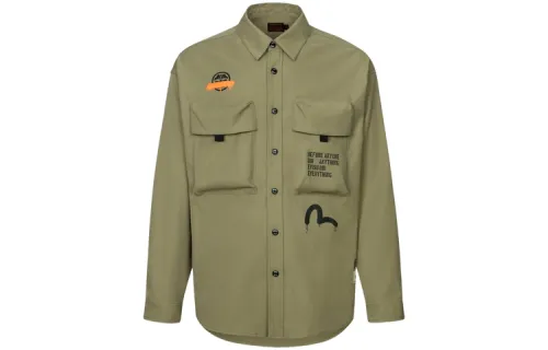 EVISU Shirts Men's Lapel Moderate Workwear