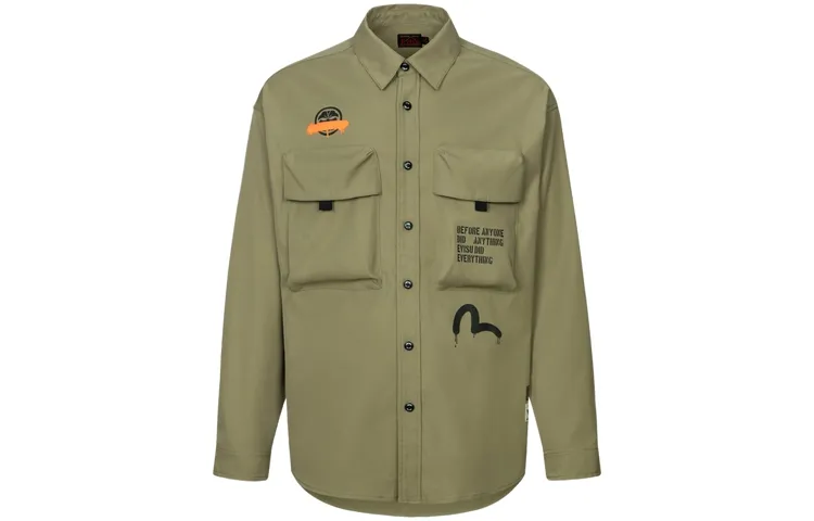 EVISU Shirts Men's Lapel Moderate Workwear