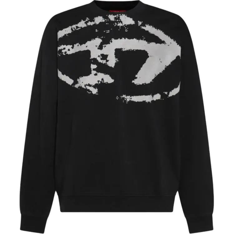 DIESEL S Boxt N5 Distressed Flocked Logo Sweatshirt