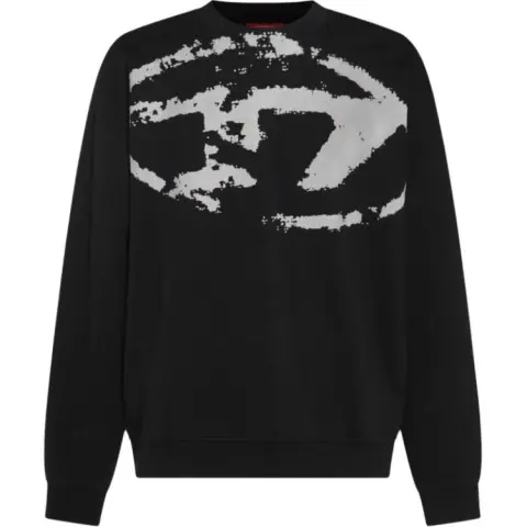 DIESEL S Boxt N5 Distressed Flocked Logo Sweatshirt