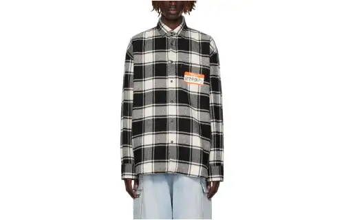 Vetements Shirts Men's Black & White Square Collar Moderate Other