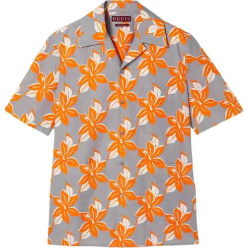GUCCI Printed Short Sleeve Poplin Shirt