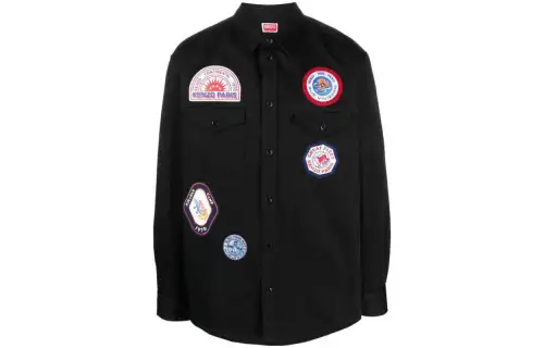 【Zoomed ImageryPrevious Season】appliqué-logo cotton shirt