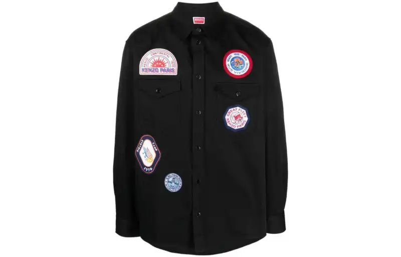 【Zoomed ImageryPrevious Season】appliqué-logo cotton shirt