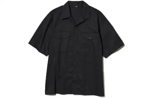 UNIQLO Shirts Men's Half Open Collar Moderate Workwear